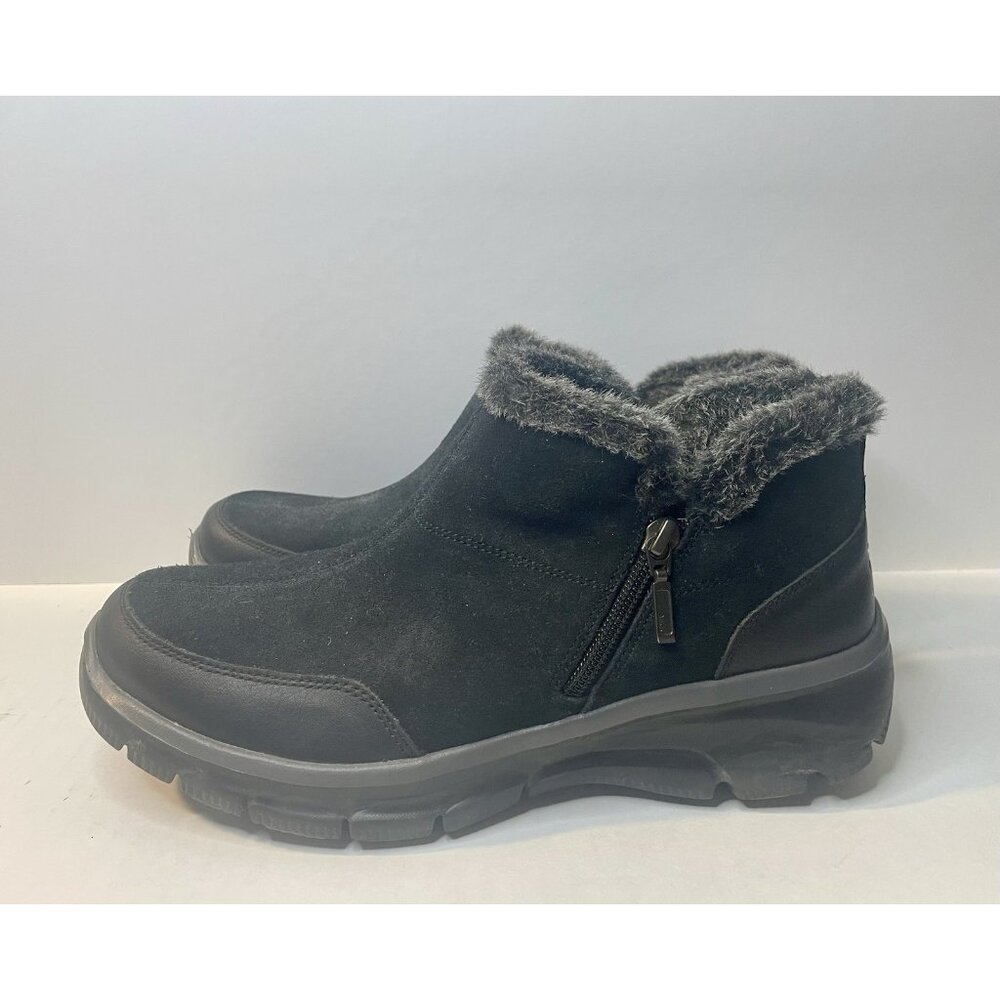 Skechers Easy Going Girl Crush Size 9 Women Ankle Boot Leather Black Side Zip